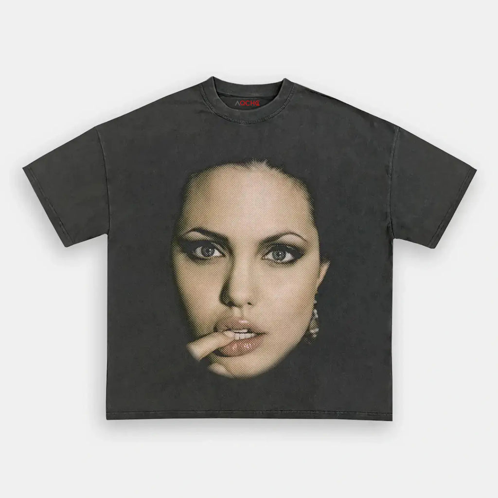 AQCHIC Big Face Angelina Unisex Graphic Heavyweight Cotton Shirt