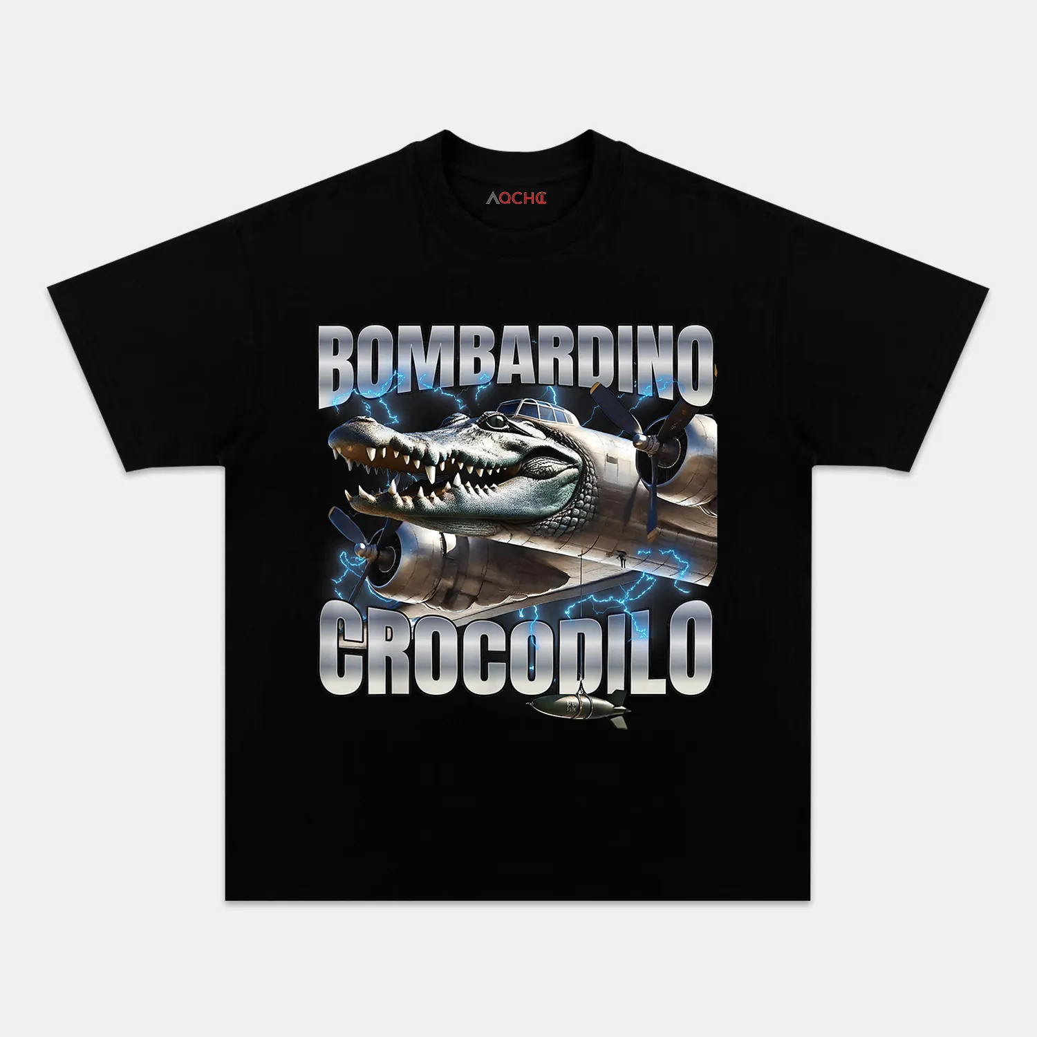AQCHIC Bombardino Crocodilo Unisex Graphic Heavyweight Cotton Shirt