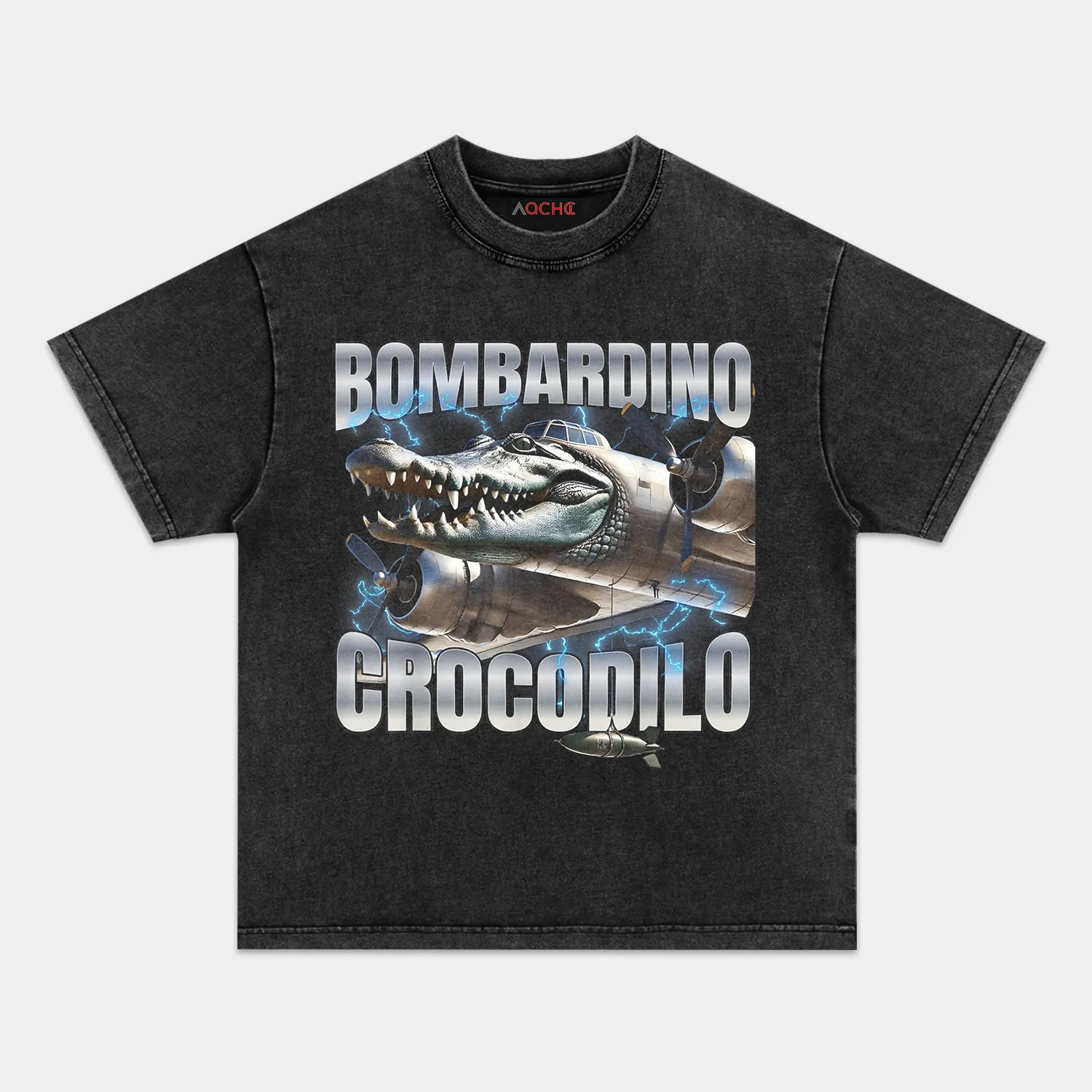 AQCHIC Bombardino Crocodilo Unisex Graphic Heavyweight Cotton Shirt
