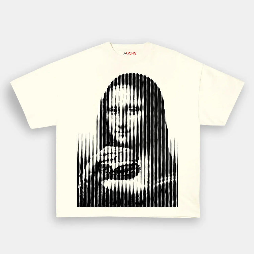 AQCHIC BURGER MONA LISA Unisex Graphic Heavyweight Cotton Shirt