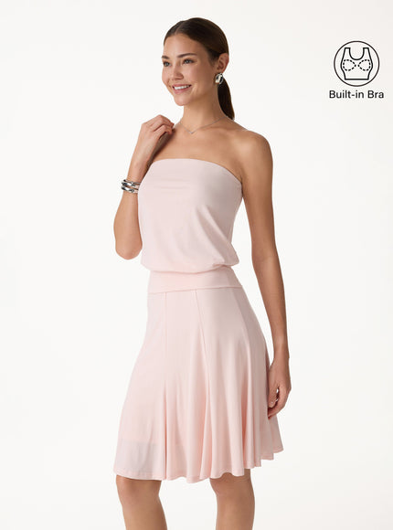 Lyocell Bandeau Banded Hem Built-In Bra Top