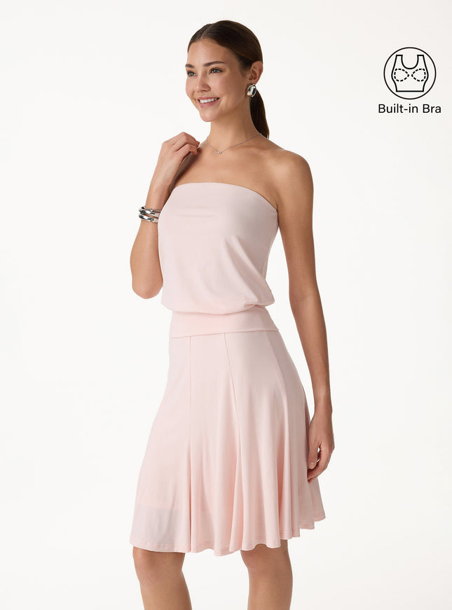 Lyocell Bandeau Banded Hem Built-In Bra Top