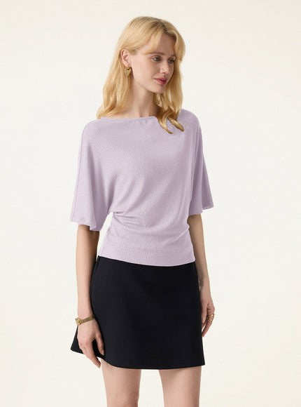 Soft Ribbed Boatneck Relaxed Top
