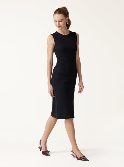 Ponte Round Neck Column Midi Dress