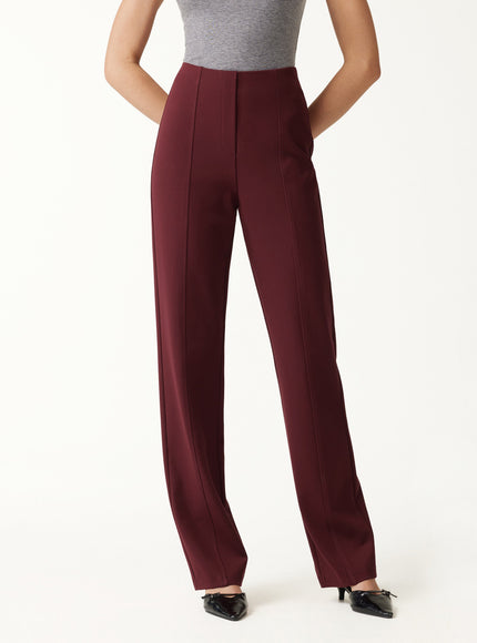 Ponte High-Rise Straight-Leg Pants with Pockets - Heather Black Grey
