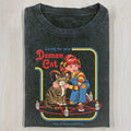 AQCHIC CARING FOR YOUR DEMON CAT Unisex Graphic Heavyweight Cotton Shirt