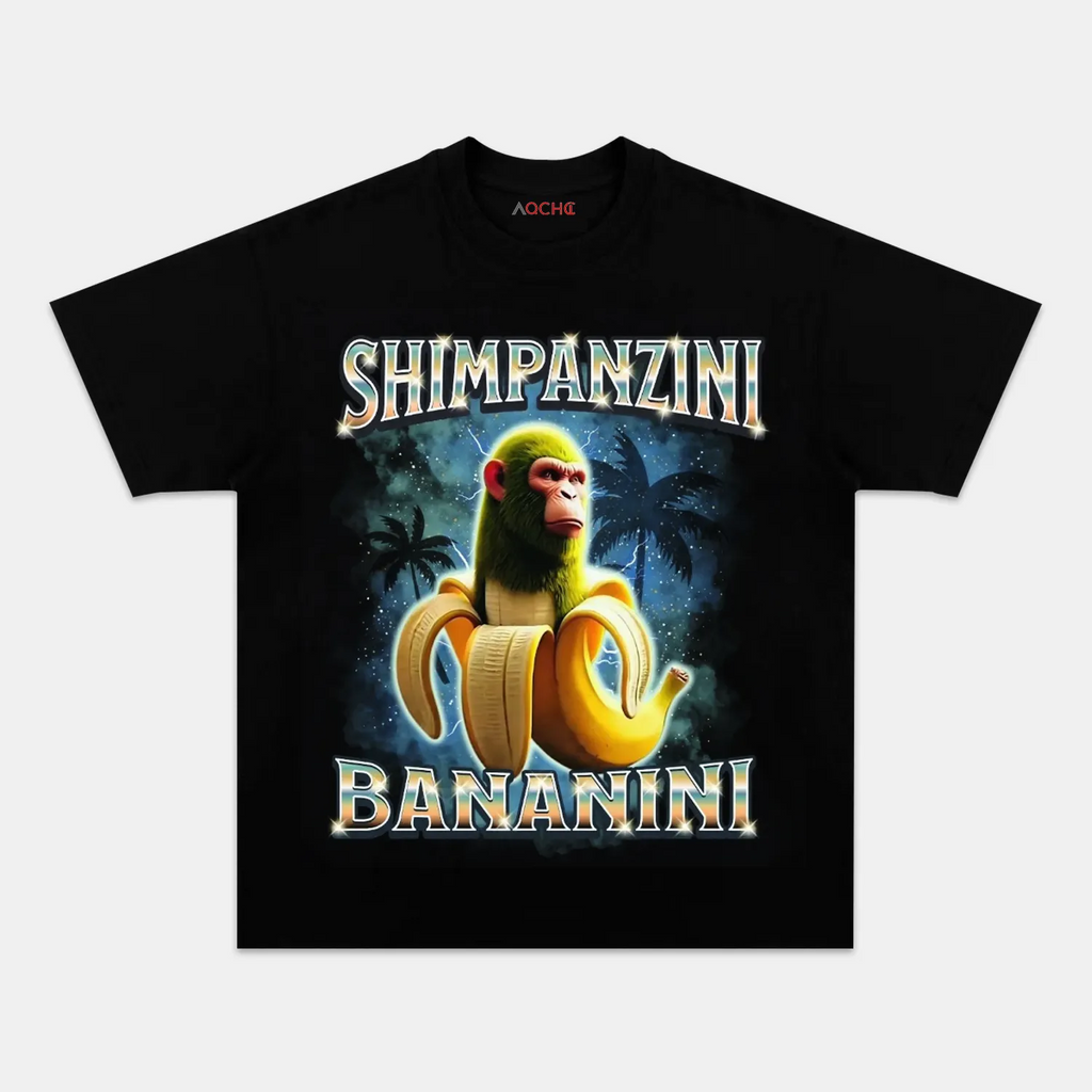 AQCHIC CHIMPANZINI BANANINI Unisex Graphic Heavyweight Cotton Shirt