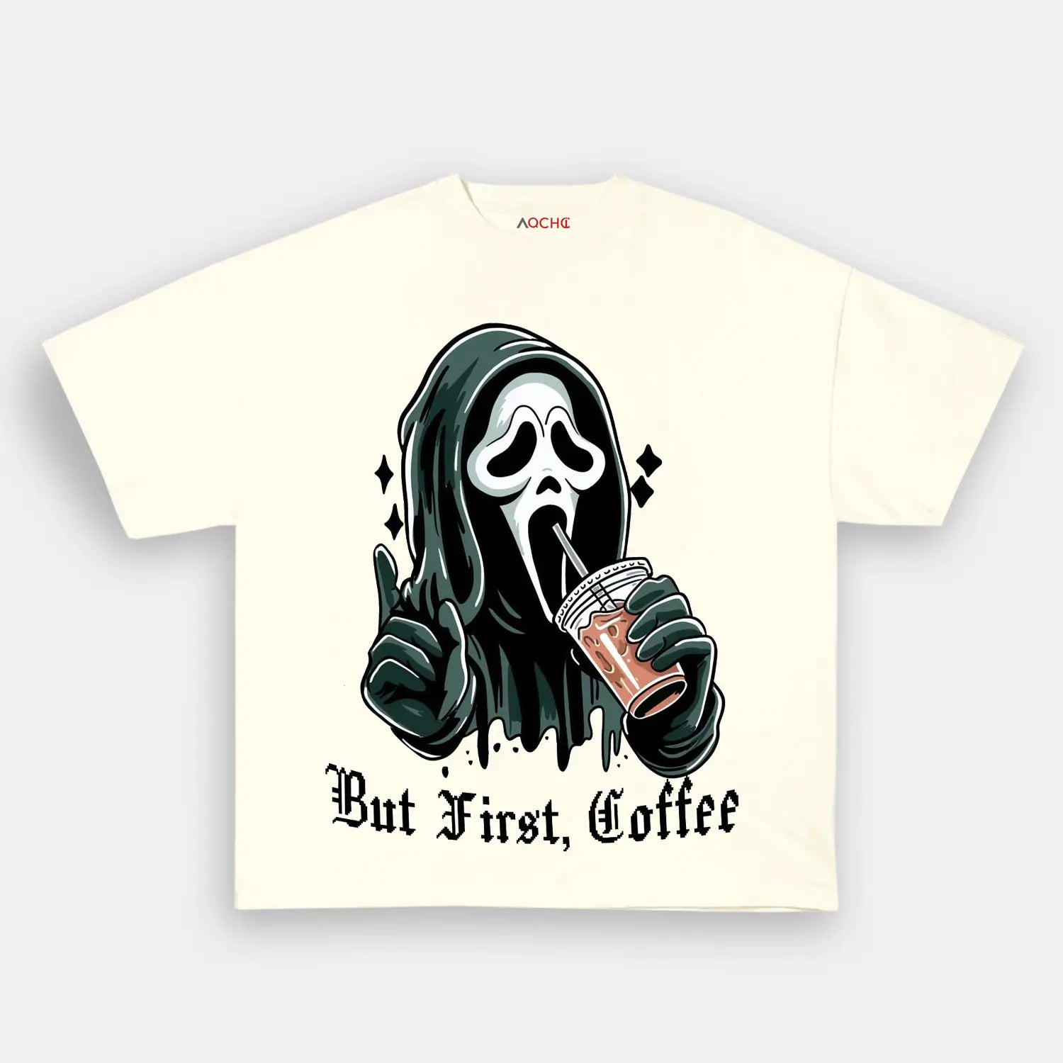 AQCHIC Coffee First Unisex Graphic Heavyweight Cotton Shirt