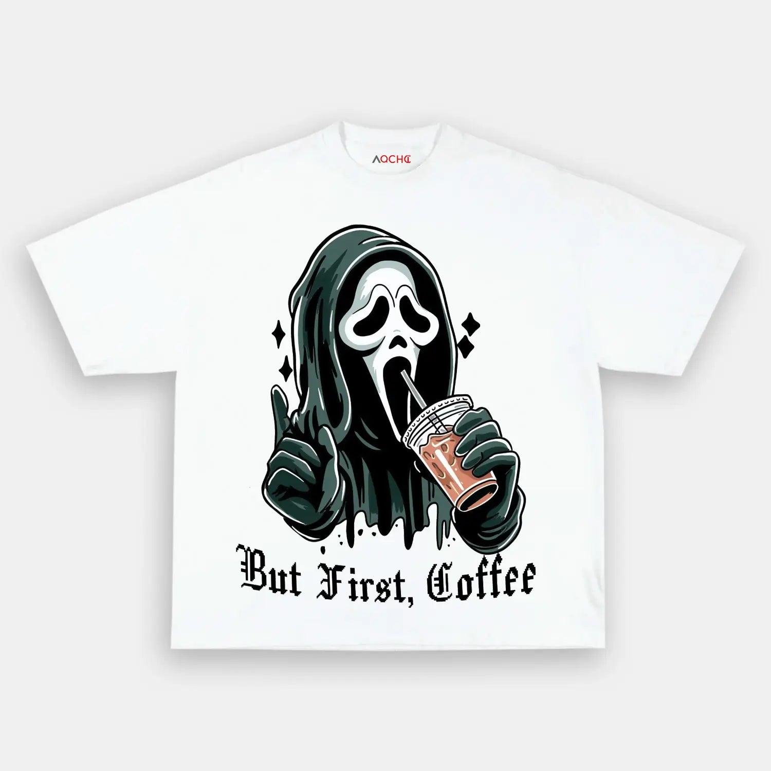 AQCHIC Coffee First Unisex Graphic Heavyweight Cotton Shirt