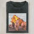 AQCHIC Collected Cat Unisex Graphic Heavyweight Cotton Shirt