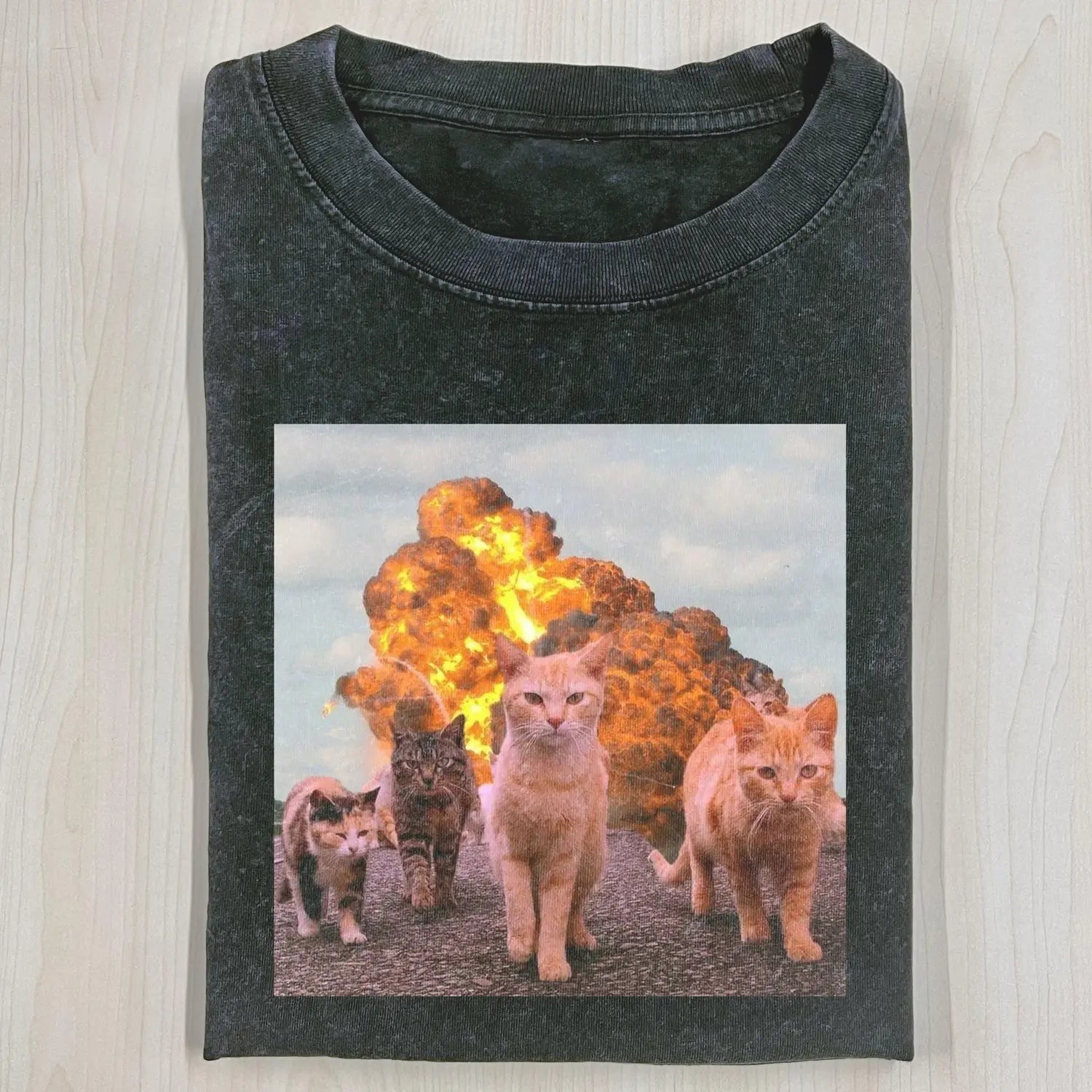 AQCHIC Collected Cat Unisex Graphic Heavyweight Cotton Shirt