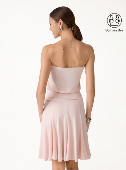 Lyocell Bandeau Banded Hem Built-In Bra Top