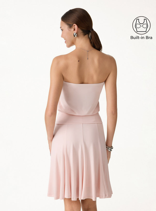 Lyocell Bandeau Banded Hem Built-In Bra Top