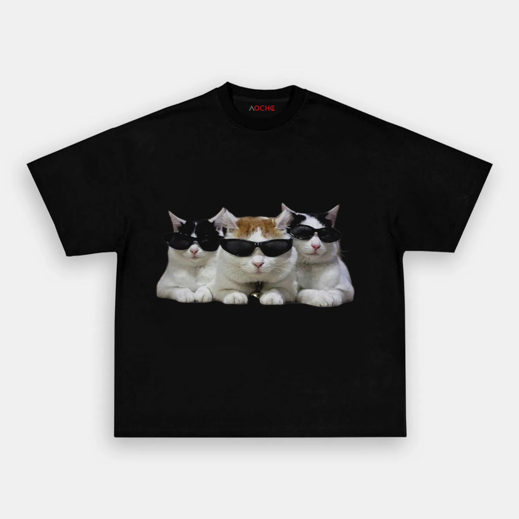 AQCHIC Cool Cats Unisex Graphic Heavyweight Cotton Shirt