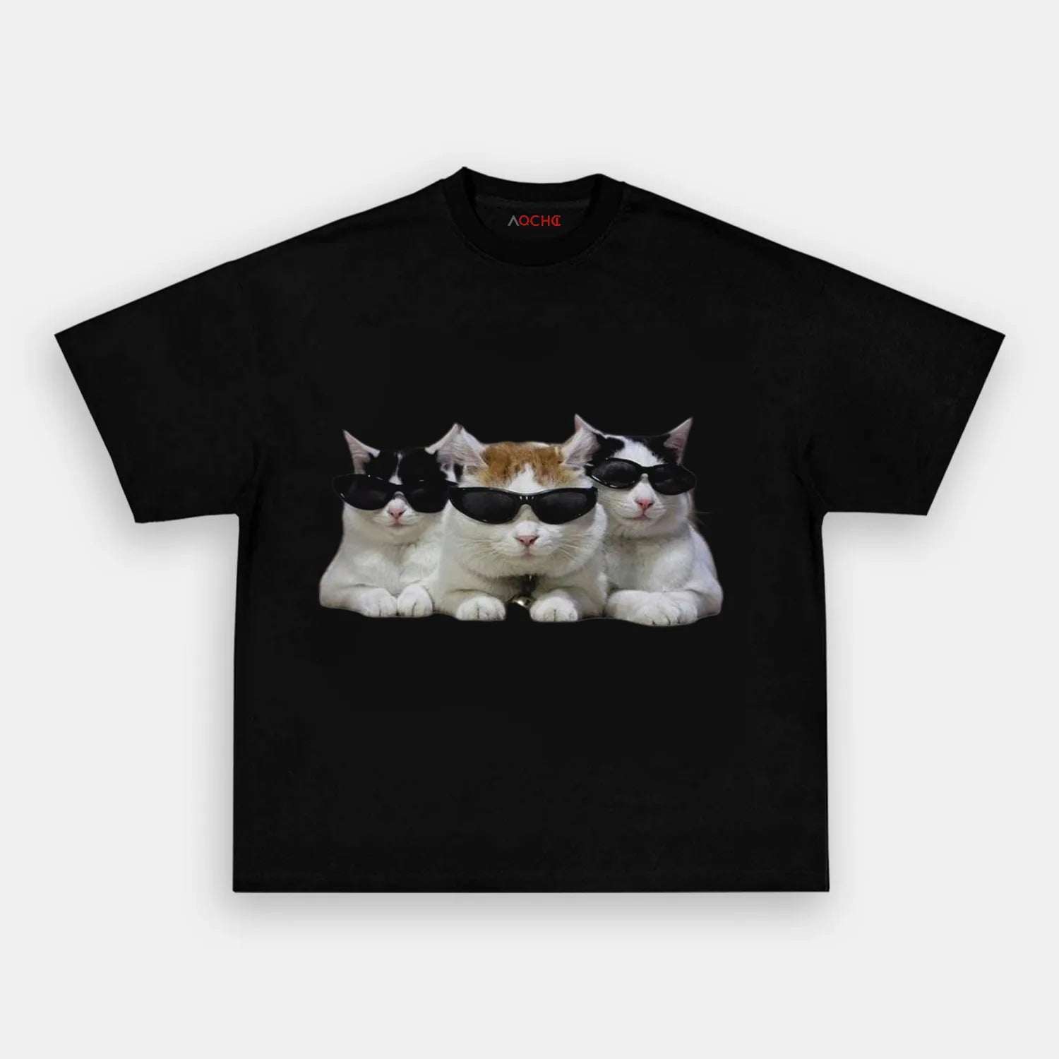 AQCHIC Cool Cats Unisex Graphic Heavyweight Cotton Shirt