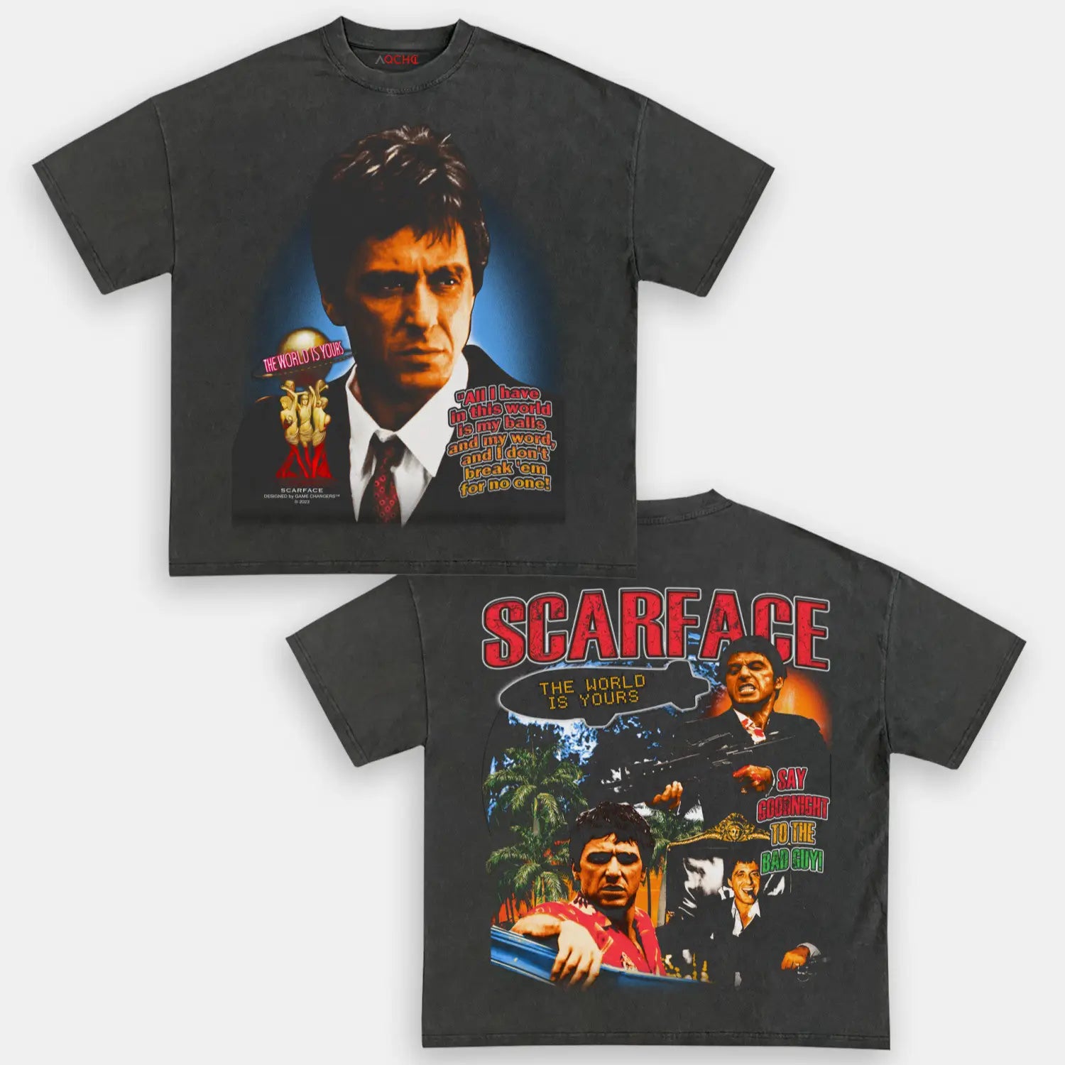 AQCHIC SCARFACE Unisex Graphic Heavyweight Cotton Shirt