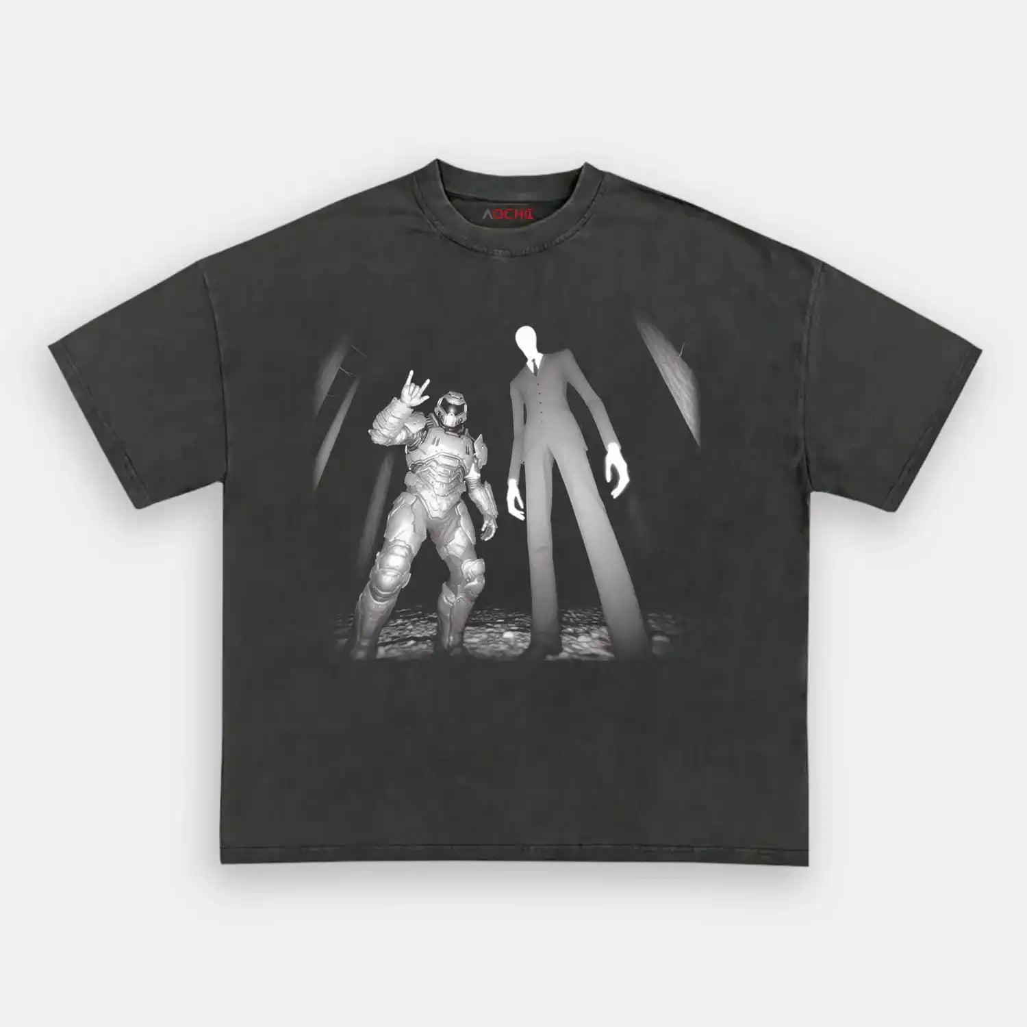 AQCHIC DOOM GUY & SLENDER MAN Unisex Graphic Heavyweight Cotton Shirt