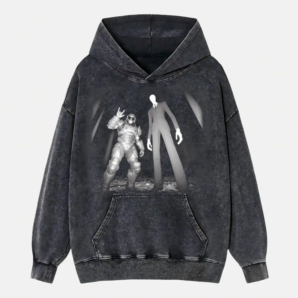 AQCHIC DOOM GUY & SLENDER MAN Unisex Graphic Heavyweight Cotton Shirt