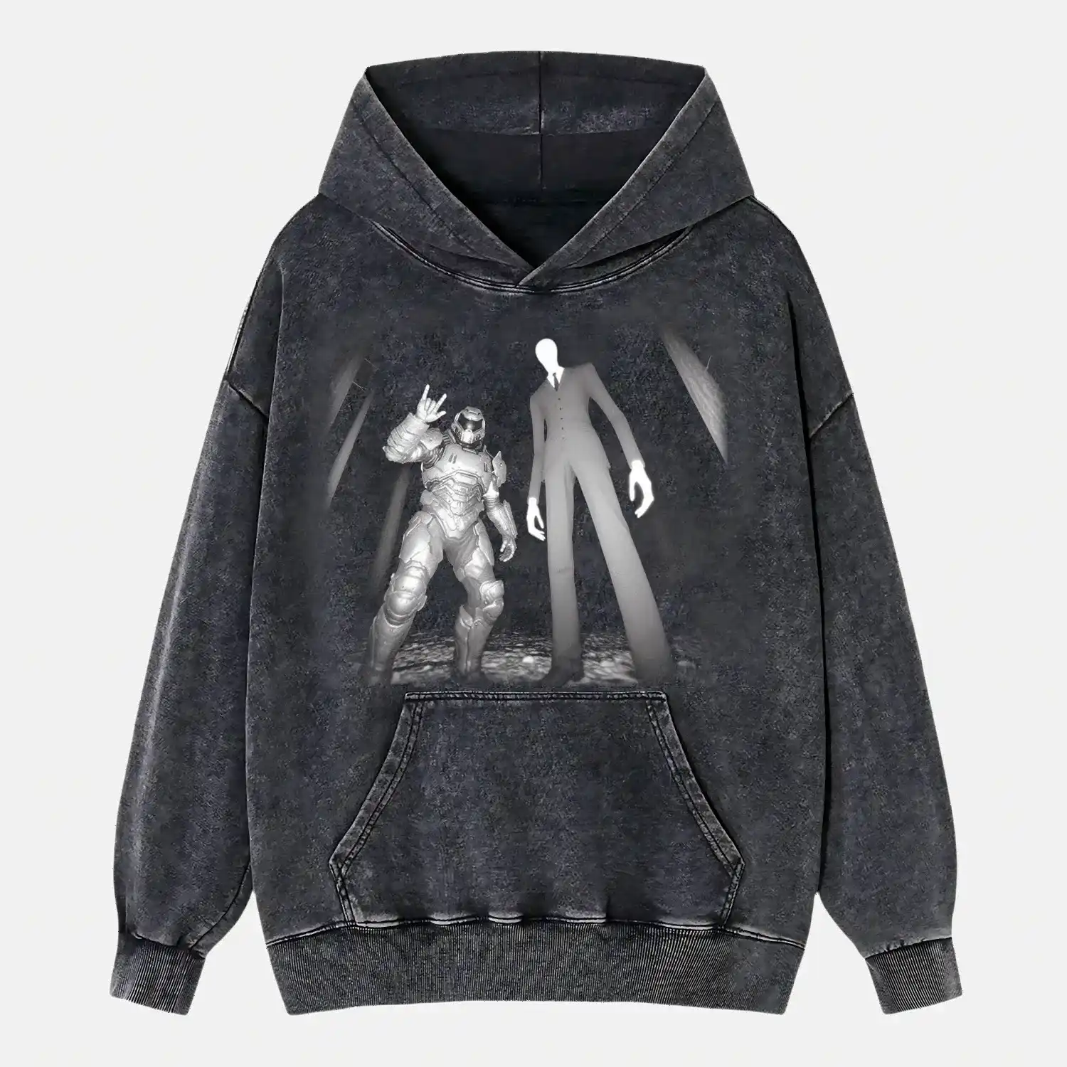 AQCHIC DOOM GUY & SLENDER MAN Unisex Graphic Heavyweight Cotton Shirt