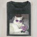 AQCHIC Elegant Cat 3.24 Unisex Graphic Top Heavyweight Cotton