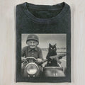 AQCHIC FUNNY GRANDMA AND CAT Unisex Graphic Heavyweight Cotton Shirt