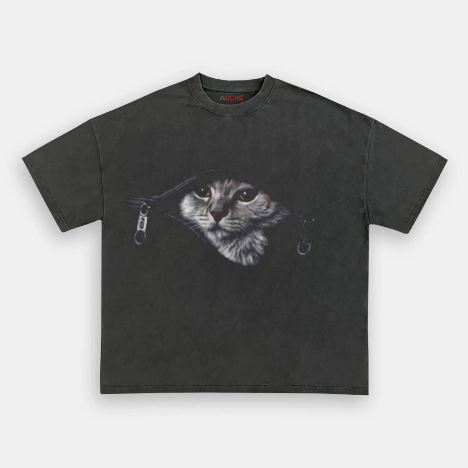AQCHIC CAT IN THE POCKET Unisex Graphic Heavyweight Cotton Shirt