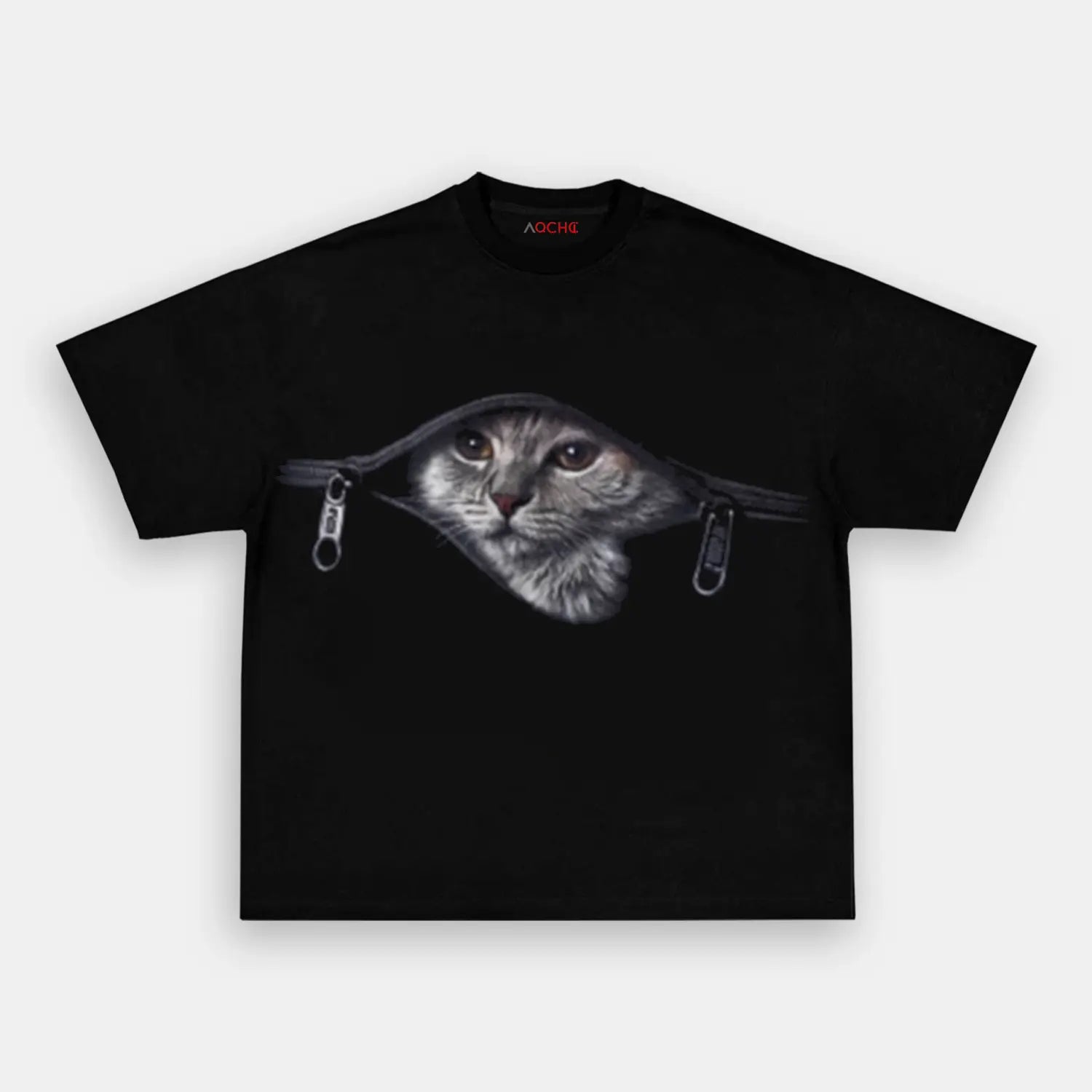 AQCHIC CAT IN THE POCKET Unisex Graphic Heavyweight Cotton Shirt