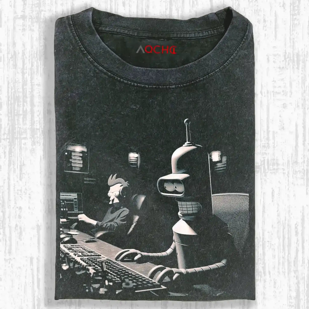 AQCHIC FUTURAMA RADIO Unisex Graphic Heavyweight Cotton Shirt