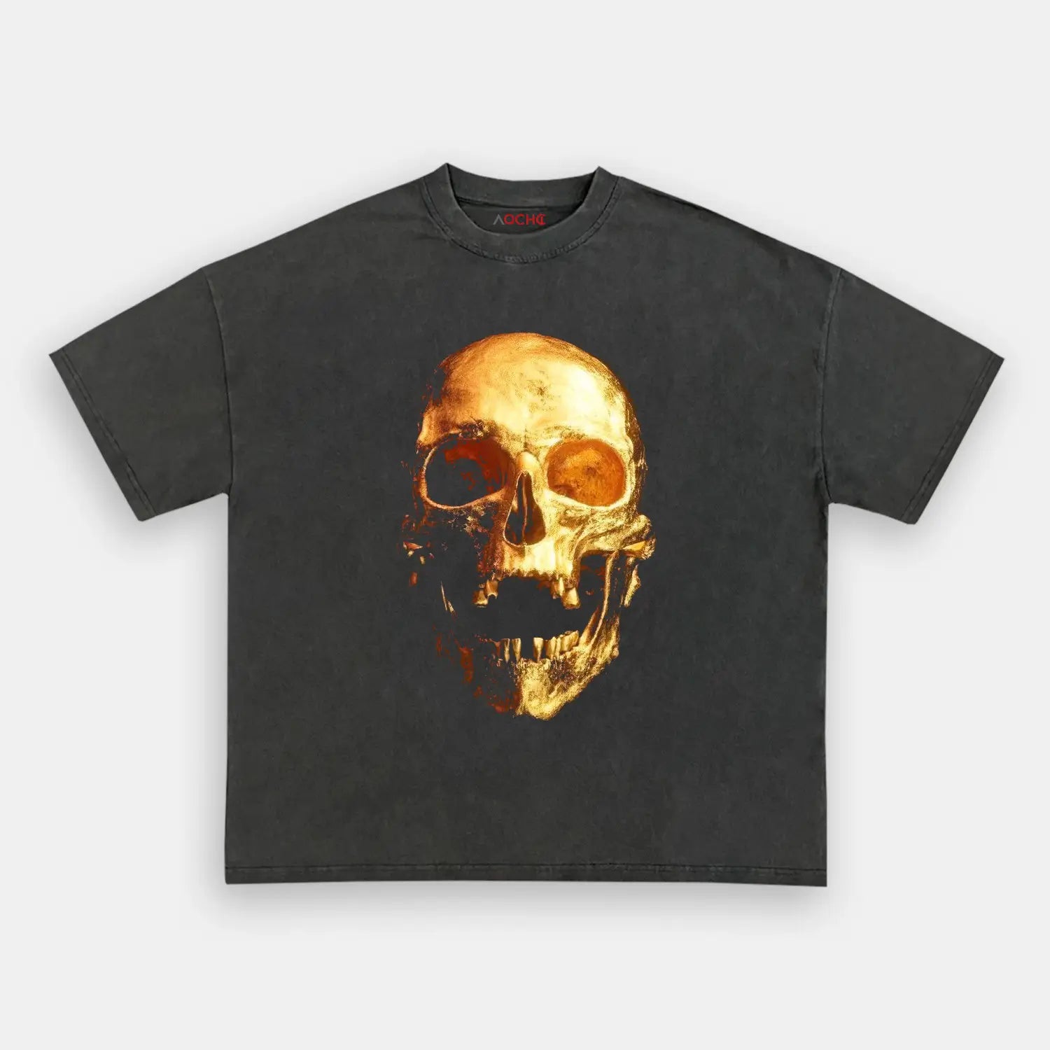 AQCHIC Gold Skeleton Tee 2 Unisex Graphic Heavyweight Cotton Shirt