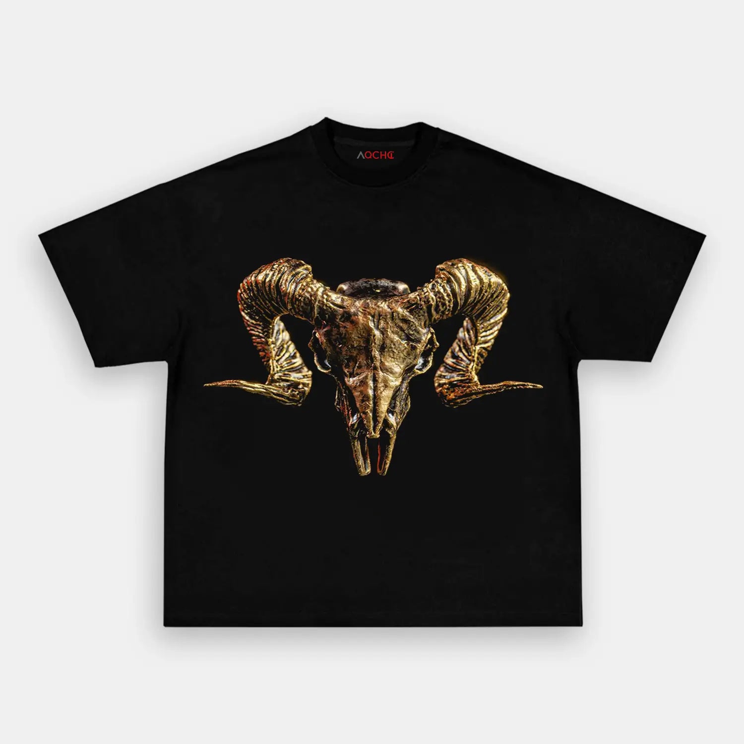 AQCHIC GOLD SKELETON TEE3 Unisex Graphic Heavyweight Cotton Shirt
