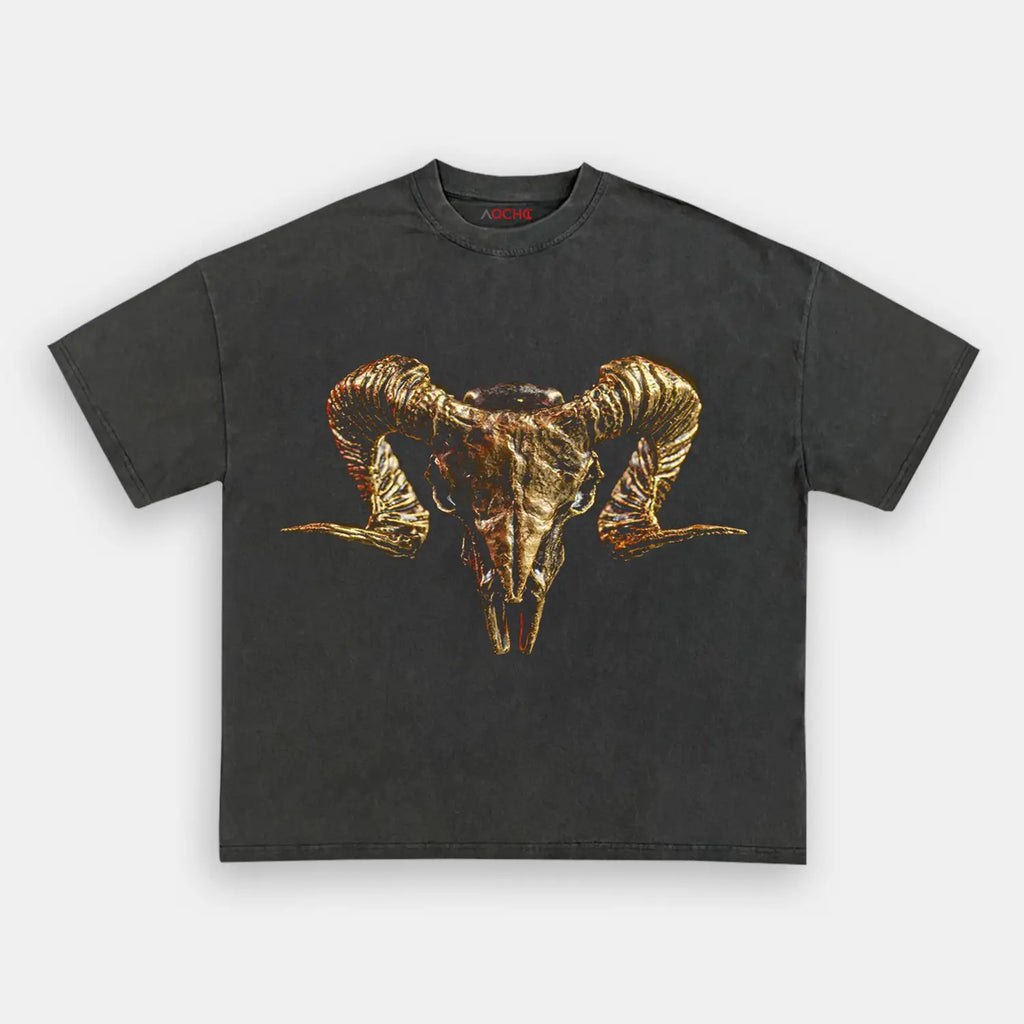 AQCHIC GOLD SKELETON TEE3 Unisex Graphic Heavyweight Cotton Shirt