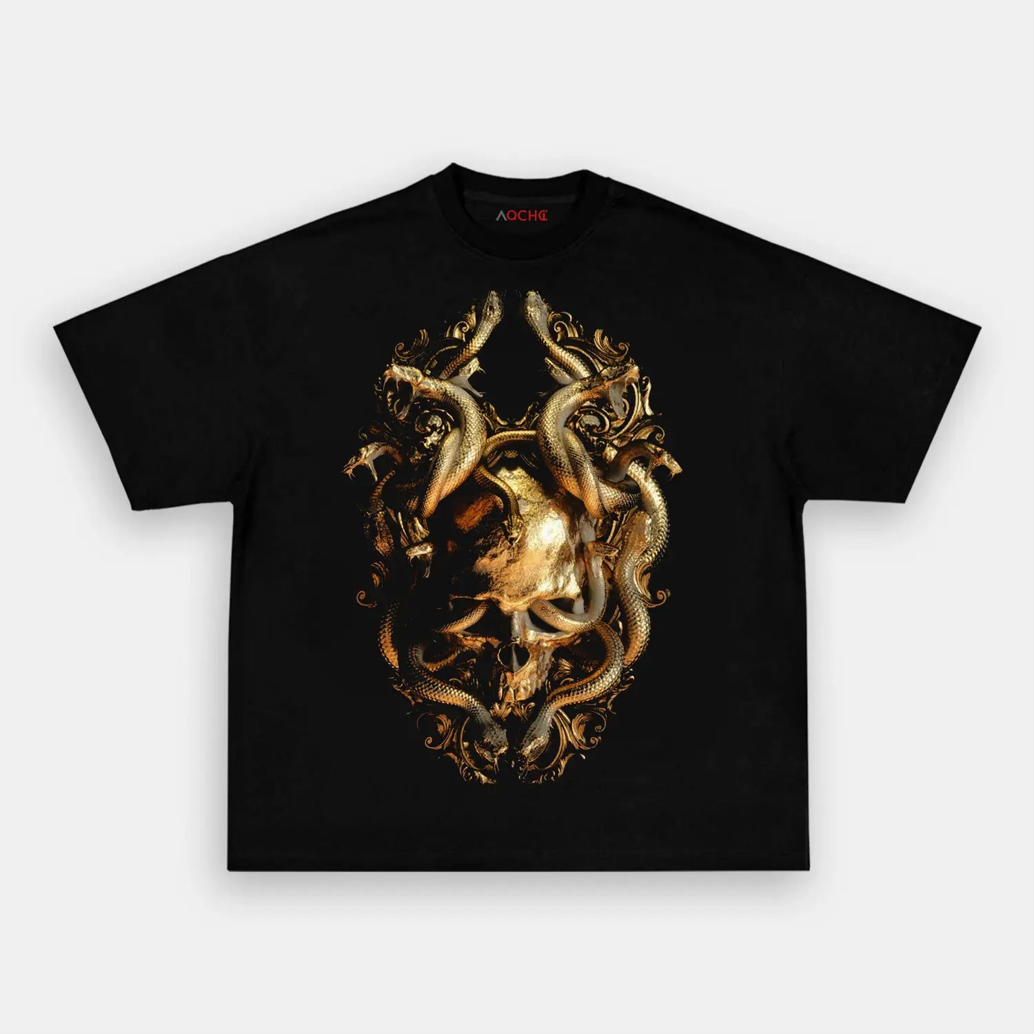 AQCHIC Gold Skeleton Tee4 Unisex Graphic Heavyweight Cotton Shirt