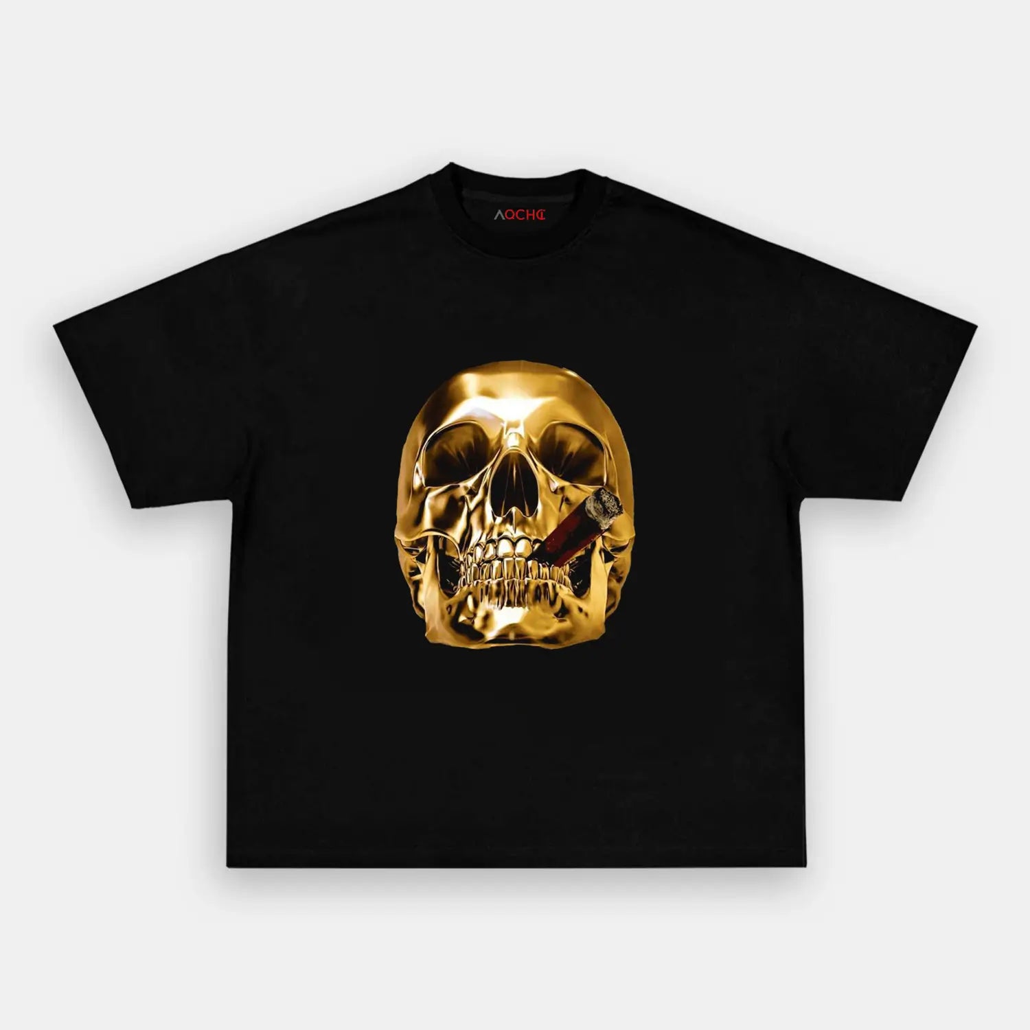 AQCHIC Gold Skeleton Unisex Graphic Heavyweight Cotton Shirt