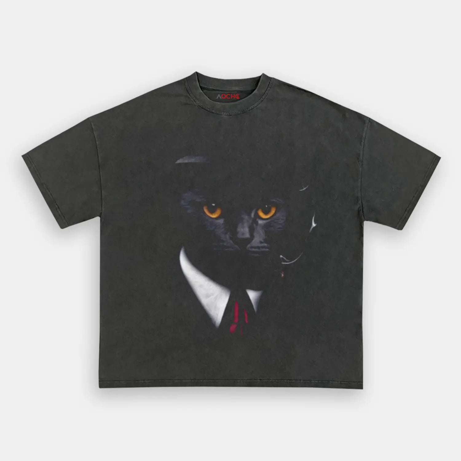 AQCHIC Godfather Cat Unisex Graphic Heavyweight Cotton Shirt