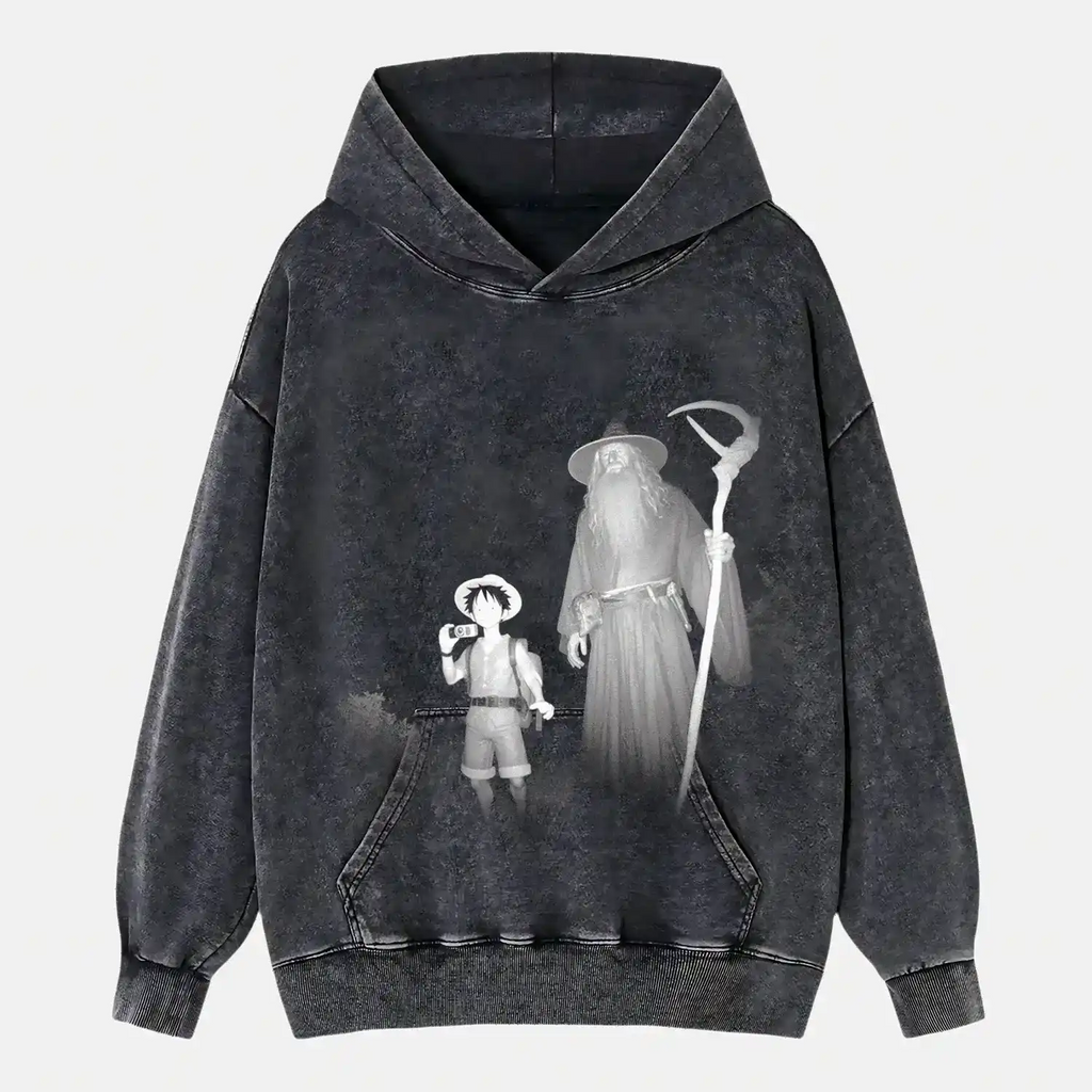 AQCHIC Gando And Luffy Unisex Graphic Heavyweight Cotton Shirt