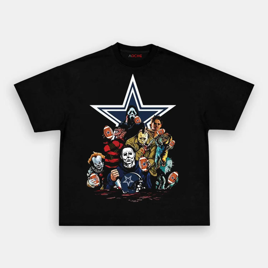 AQCHIC Horror Movie Fan Dallas Cowboys Unisex Graphic Heavyweight Cotton Shirt