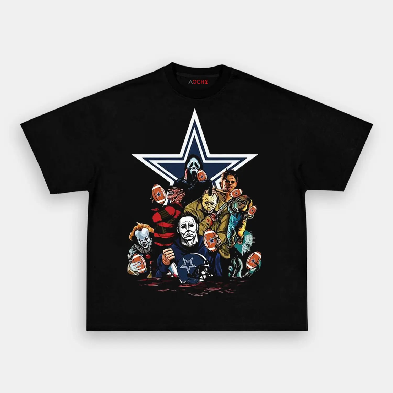 AQCHIC Horror Movie Fan Dallas Cowboys Unisex Graphic Heavyweight Cotton Shirt