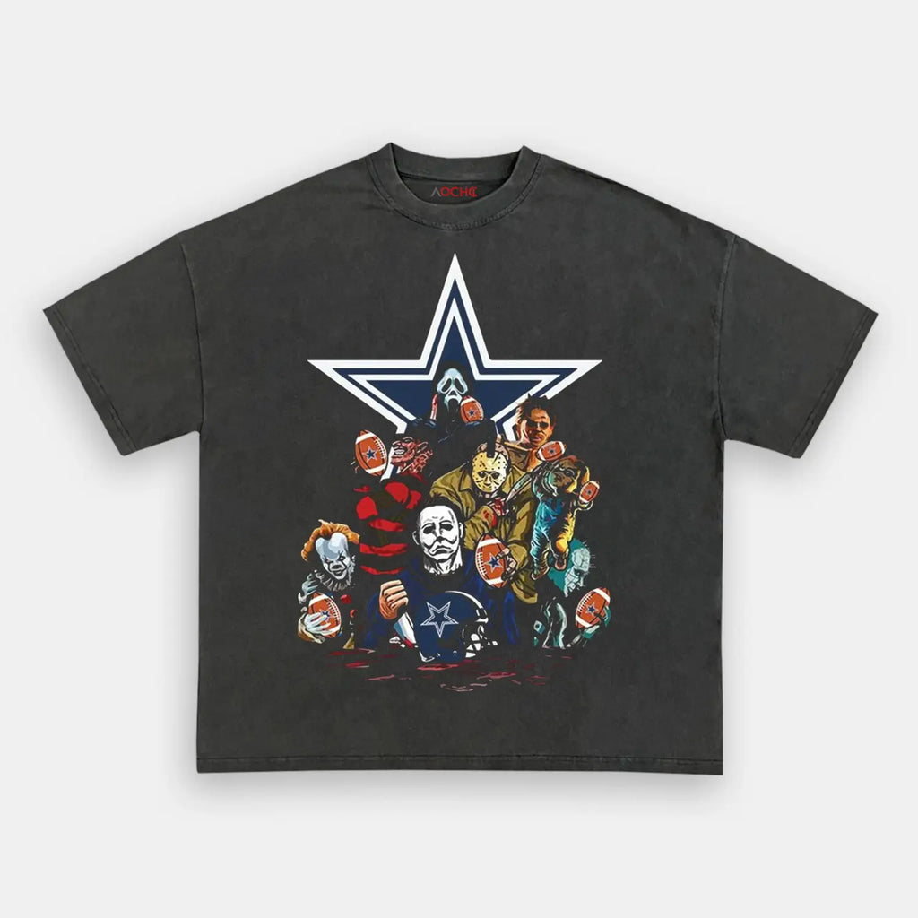 AQCHIC Horror Movie Fan Dallas Cowboys Unisex Graphic Heavyweight Cotton Shirt