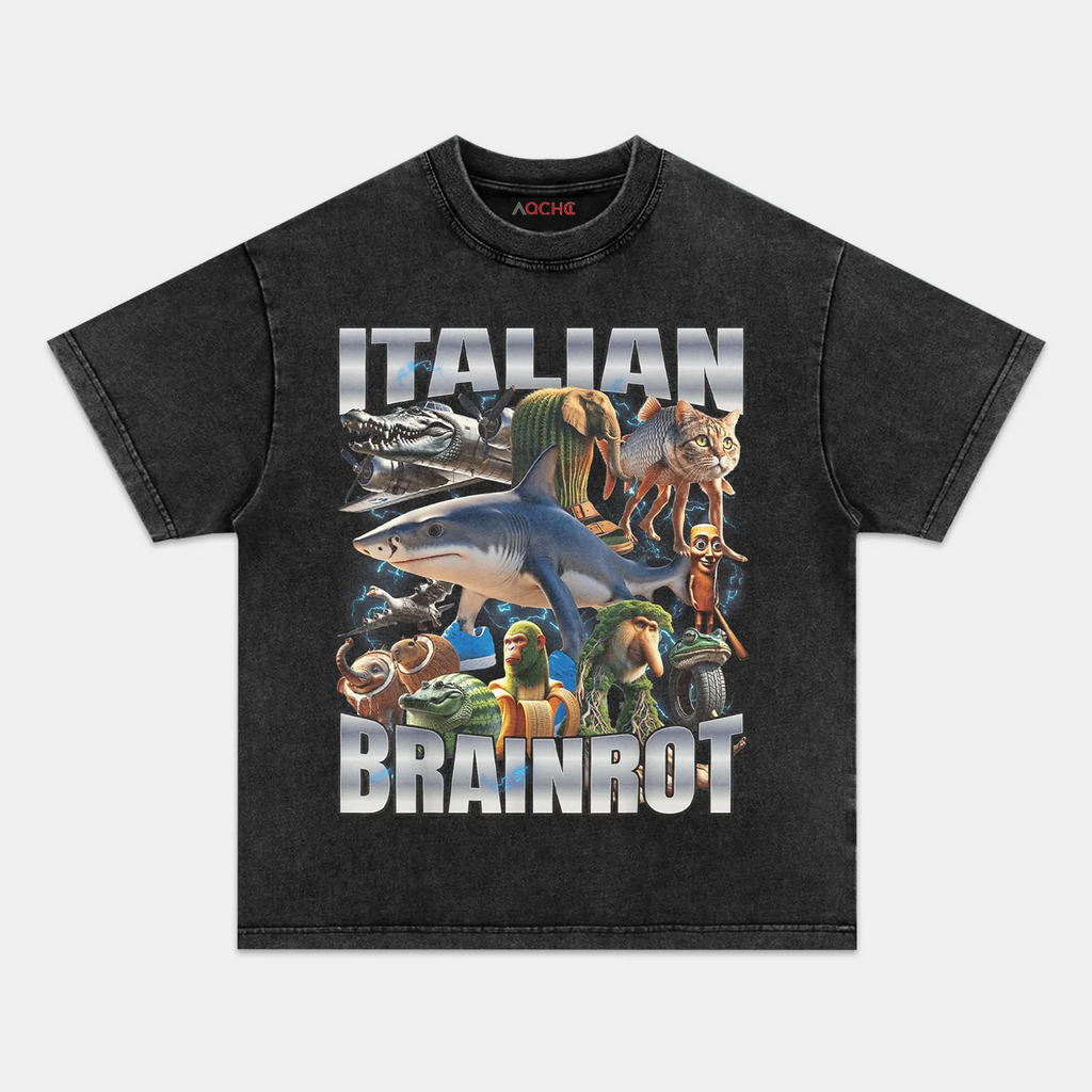 AQCHIC ITALIAN BRAINROT Unisex Graphic Heavyweight Cotton Shirt