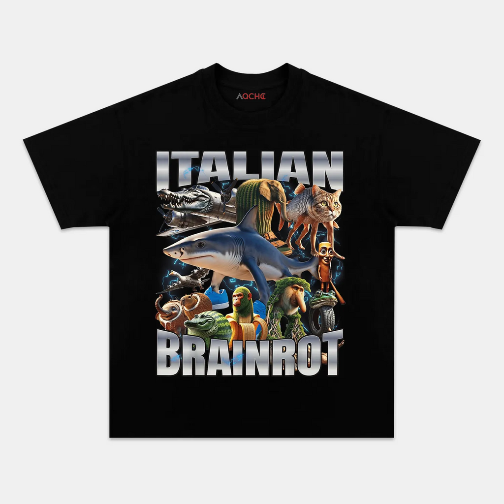 AQCHIC ITALIAN BRAINROT Unisex Graphic Heavyweight Cotton Shirt