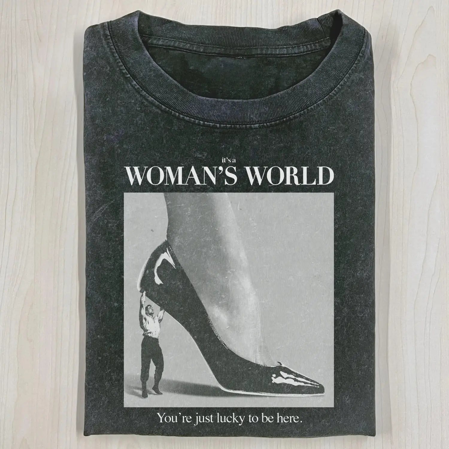 AQCHIC It's A Woman's World Unisex Graphic Heavyweight Cotton Shirt