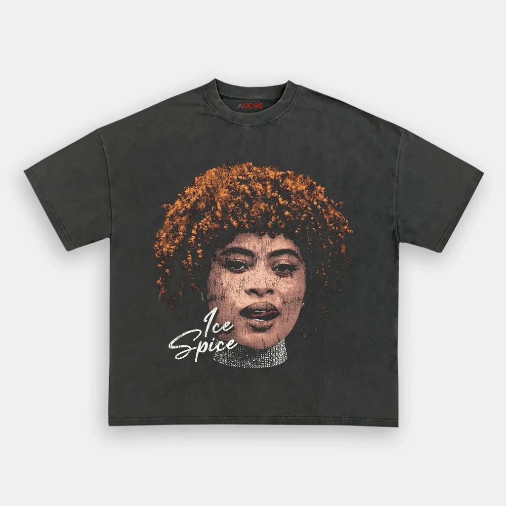 AQCHIC Ice Spice Big Face Unisex Graphic Heavyweight Cotton Shirt