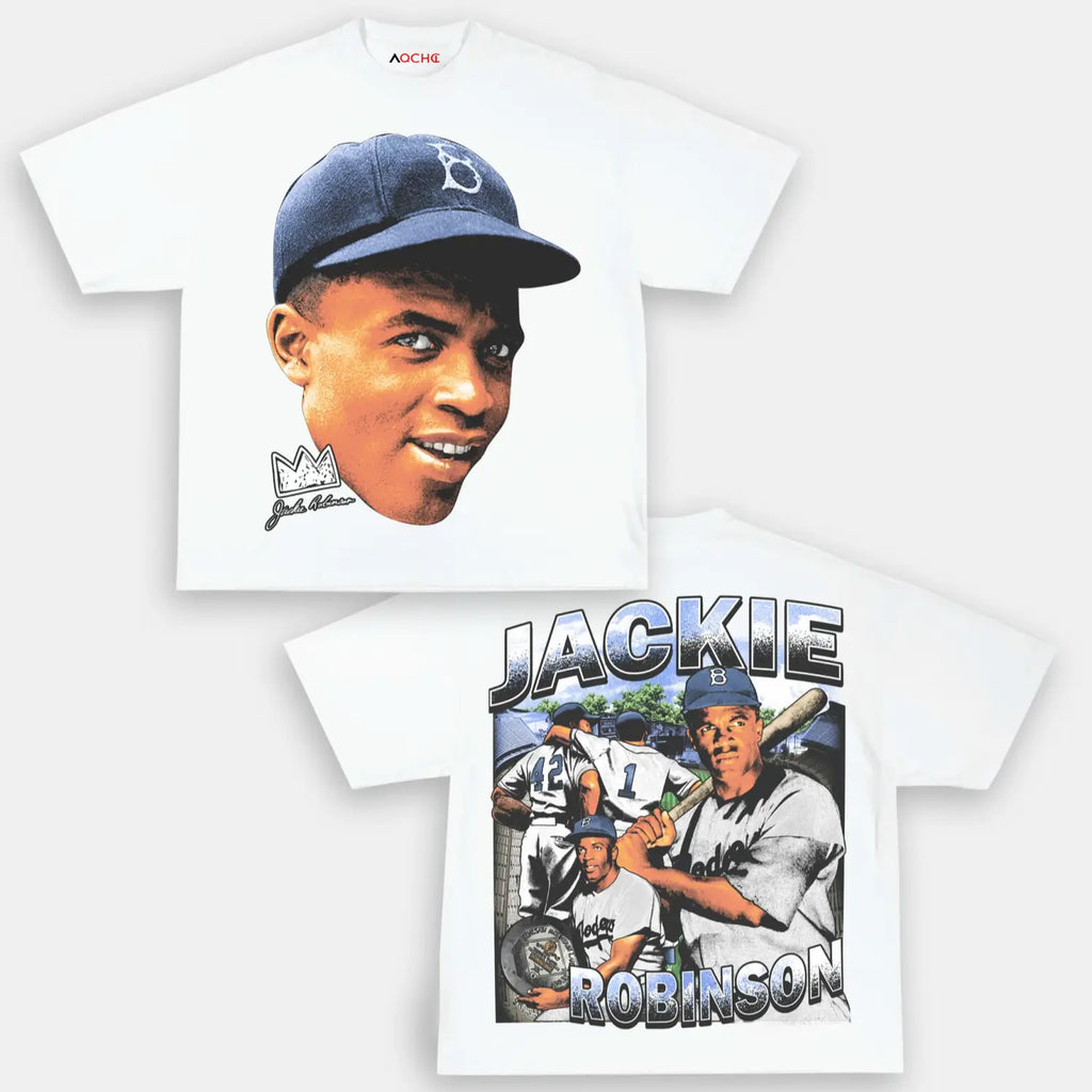 AQCHIC Jackie Robinson Unisex Graphic Heavyweight Cotton Shirt
