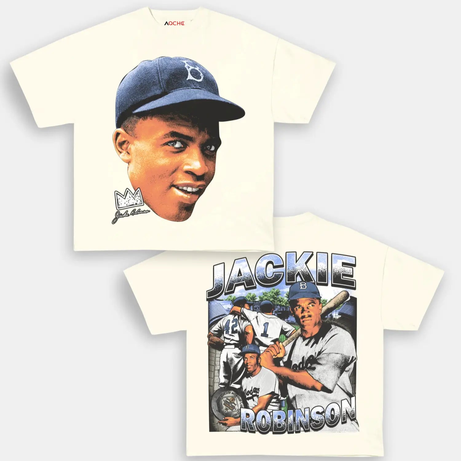 AQCHIC Jackie Robinson Unisex Graphic Heavyweight Cotton Shirt