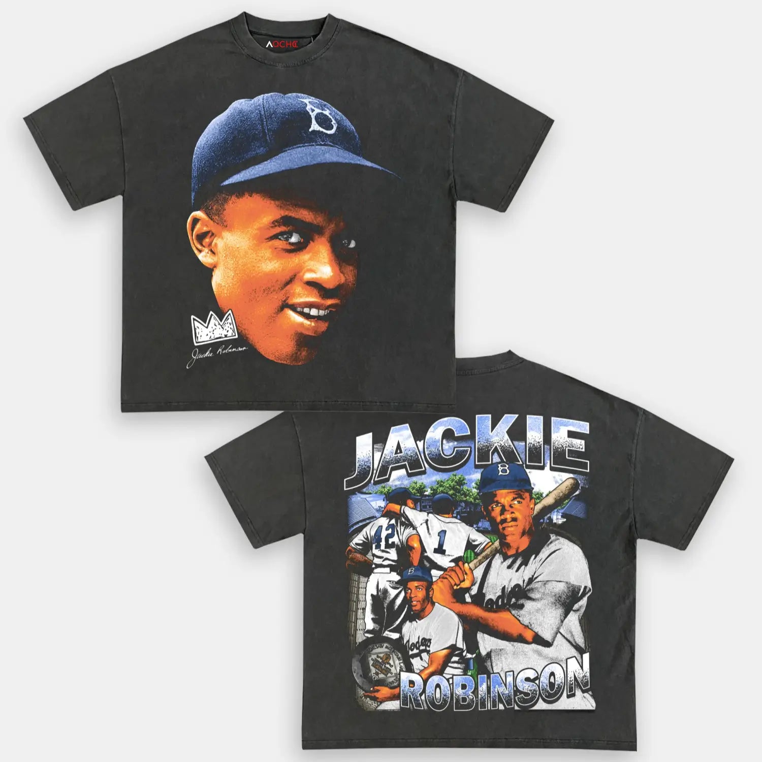 AQCHIC Jackie Robinson Unisex Graphic Heavyweight Cotton Shirt