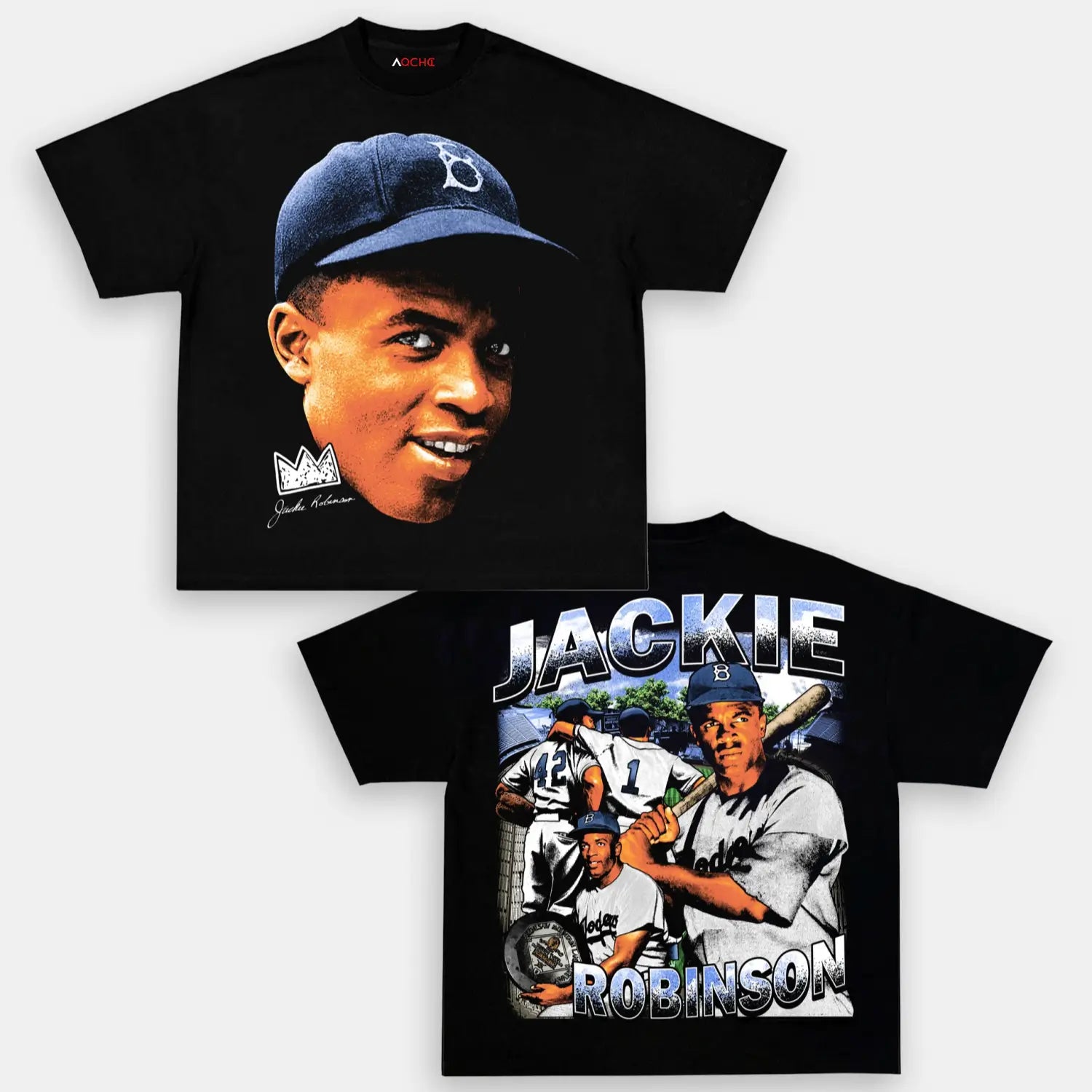 AQCHIC Jackie Robinson Unisex Graphic Heavyweight Cotton Shirt