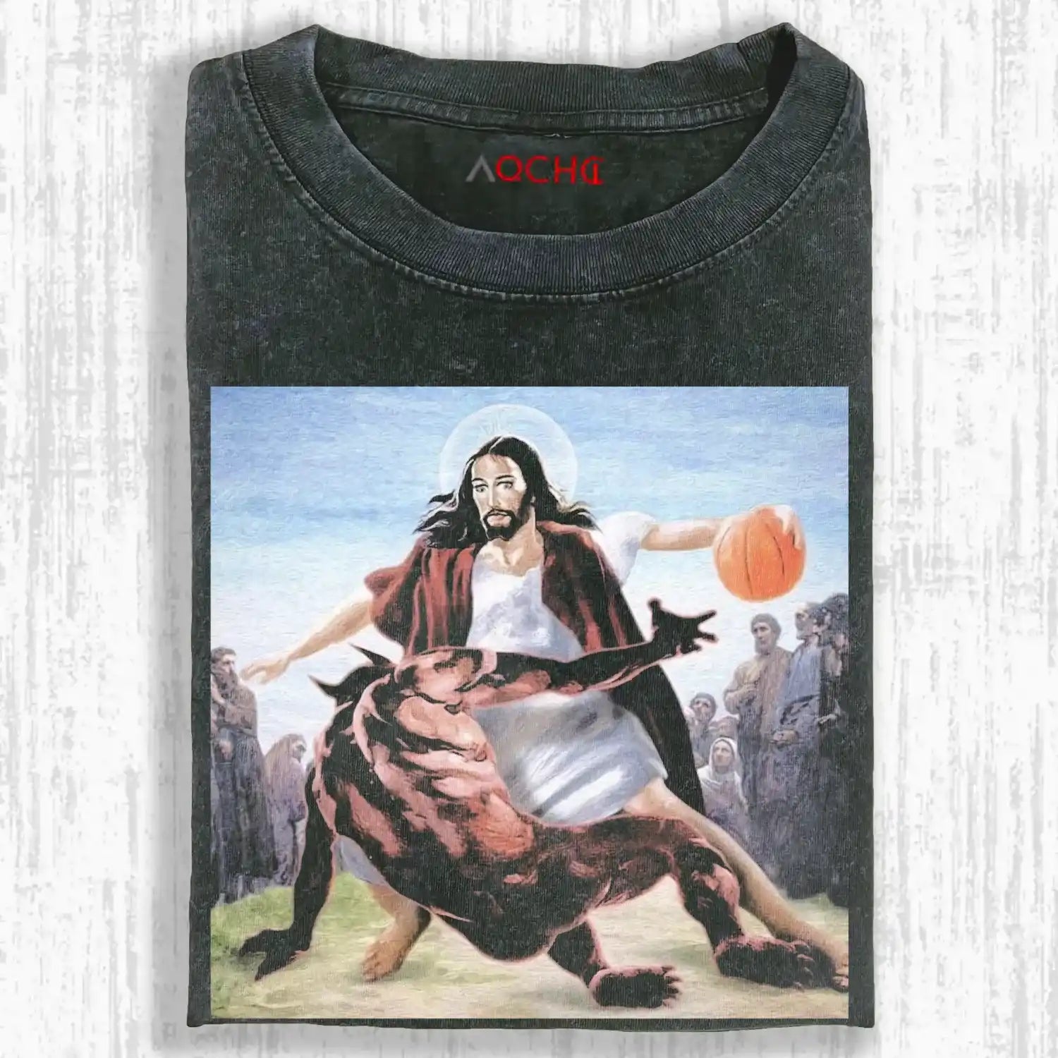 AQCHIC Jesus Break Demon's Ankle Unisex Graphic Heavyweight Cotton Shirt