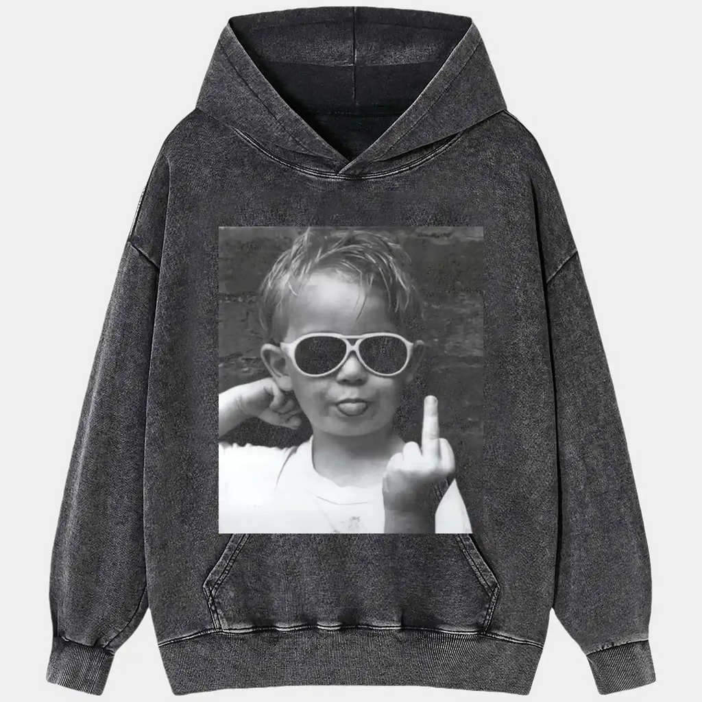 AQCHIC Kids Vintage Wear Unisex Graphic Heavyweight Cotton Shirt