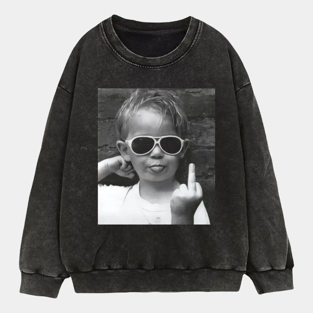 AQCHIC Kids Vintage Wear Unisex Graphic Heavyweight Cotton Shirt