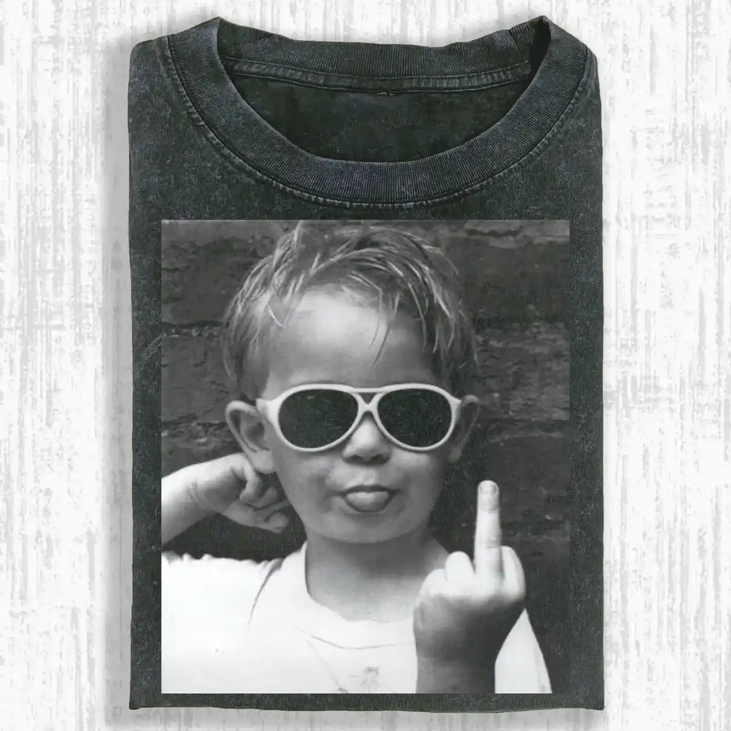 AQCHIC Kids Vintage Wear Unisex Graphic Heavyweight Cotton Shirt